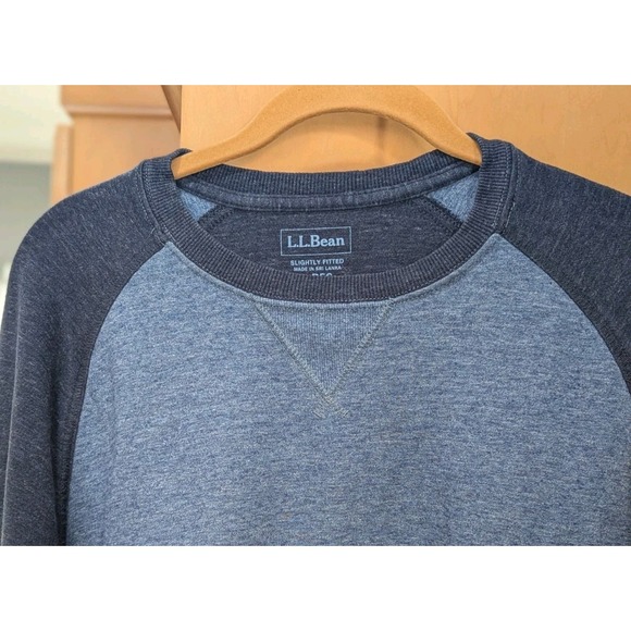 L.L. Bean Shirt DoubleKnit Crewneck Slightly Fitted Long-Sleeve Men Size L‎ Blue - Picture 3 of 6